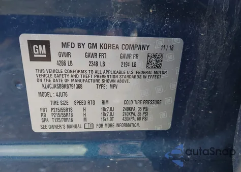 2019 Buick Encore Fwd Preferred z USA, uszkodzony, nr VIN KL4CJASB9KB791368